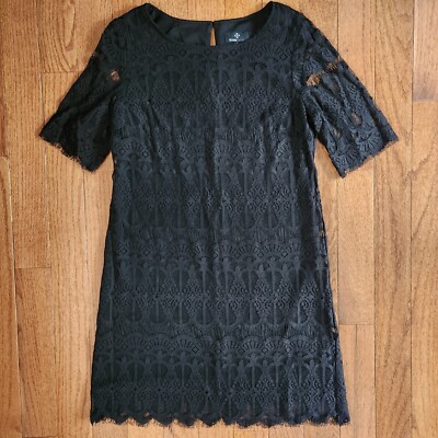 ronni nicole black lace dress Ronni Nicole Women's size 12 Black Lace Dress Fully lined Short Sleeves NWT