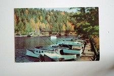 Cabin Cruiser Black River Harbor Lake Superior Vintage Chrome Postcard Michigan