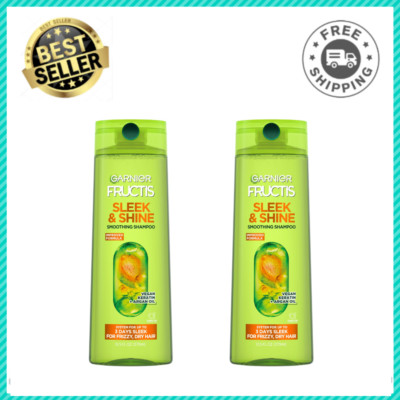2PK Garnier Fructis Sleek & Shine Smoothing Shampoo for Frizzy, Dry Hair 12.5 Oz