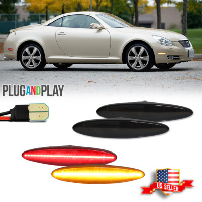 For 2002-2010 Lexus SC430 Smoked Front Rear LED Side Marker Light Amber/Red 4PCS