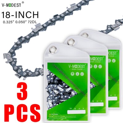 18 Inch Chainsaw Chain 3 Pack .050'' Gauge 0.325'' Pitch 72 Drive Links
