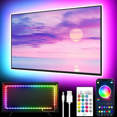 LED TV Backlight 16.4FT, Music Sync, Bluetooth, RGB Strip for 45-75 Inch TV