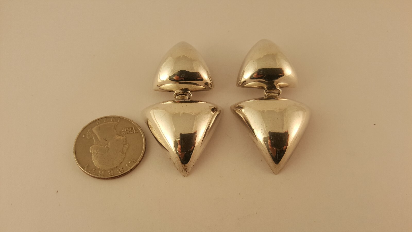 STERLING SILVER DANGLY TRIANGLE STATEMENT EARRINGS - image 3