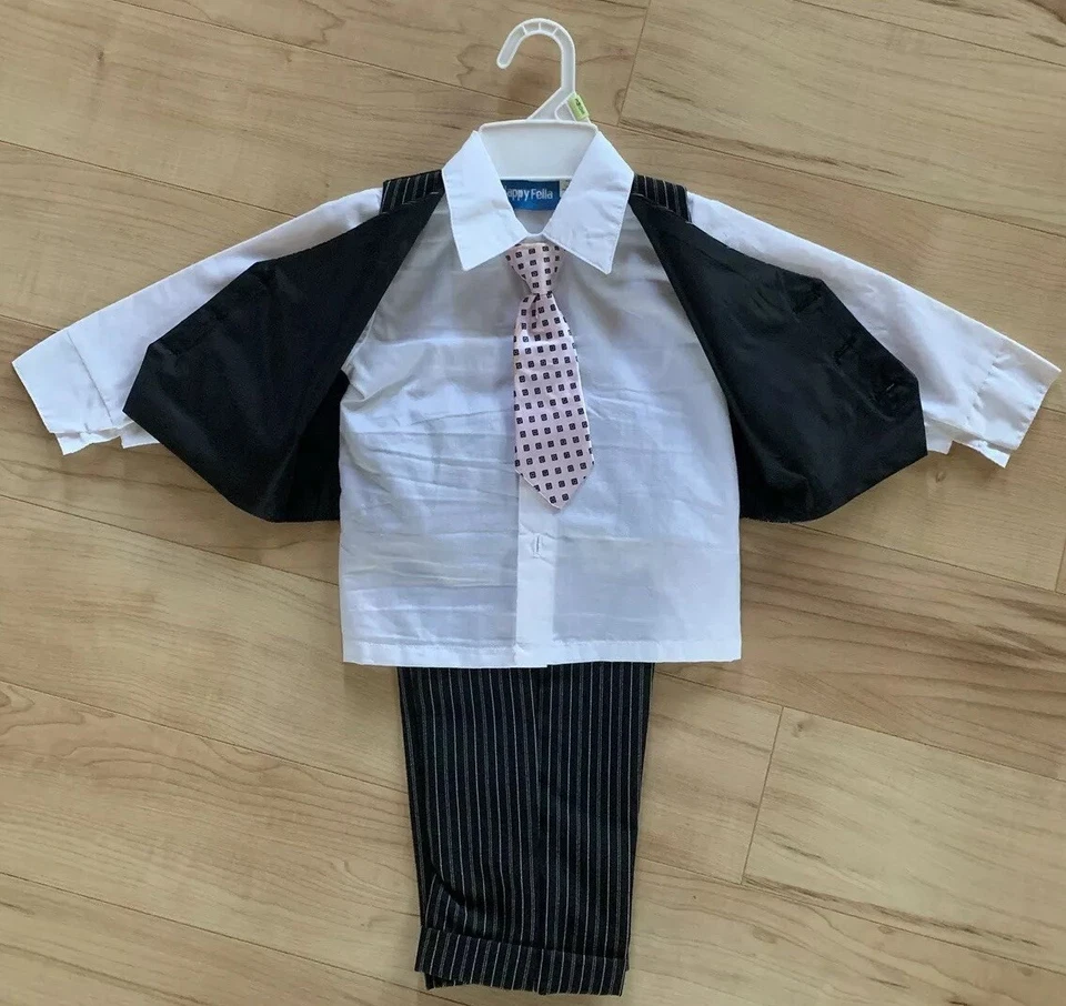 Traje de vestir de 4 piezas Happy Fella talla 18M para niños pequeños EXCELENTE Foto 4 de 4