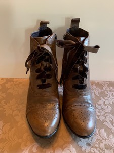 born leather lace up granny boots