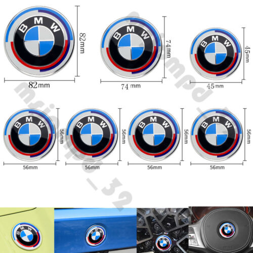 Für BMW 50 Jahre M 74,82,45,56mm Vorne/Hinten/Steering Wheel Emblem Nabendeckel - Bild 1 von 15
