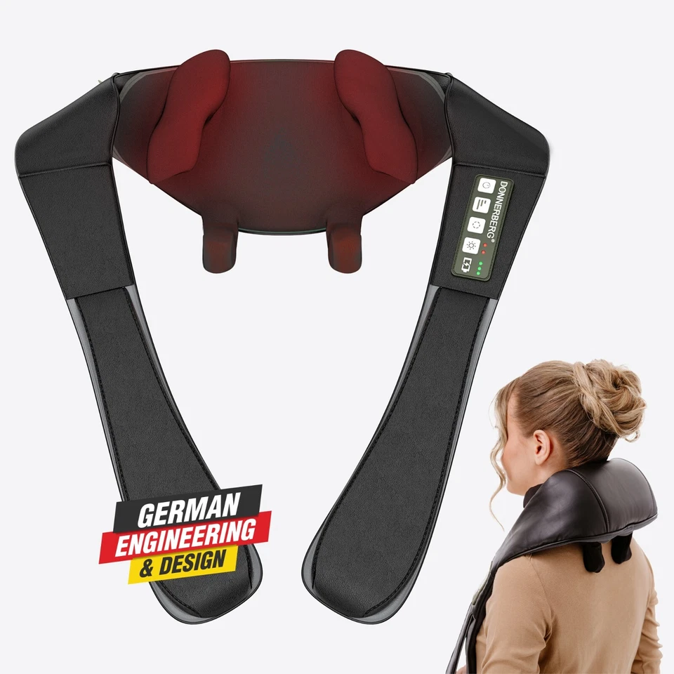 DONNERBERG Proneck Nackenmassagegerät mit Wärmefunktion und Samsung Akku +USB-C Ladeadapter