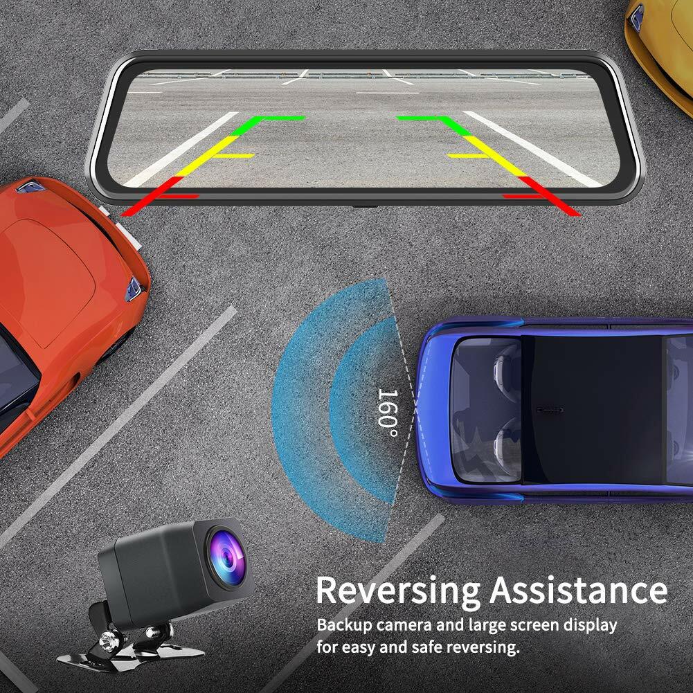 Vantop H610 10'' Dual Dash Cam Front and Rear 2.5K Full HD DVR Mirror