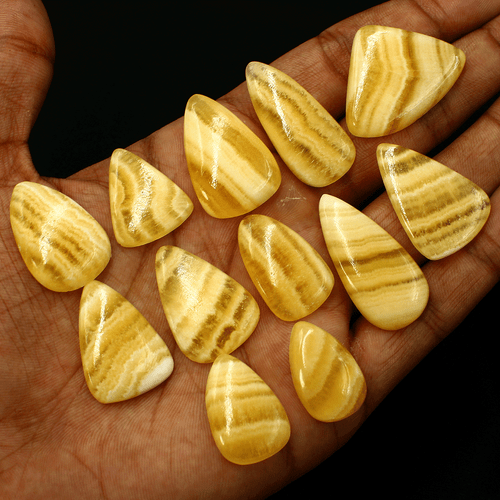 12 sztuk namibijski naturalny żółty kalcyt 23,7 mm-35,8 mm gruszka kaboszon kamienie szlachetne partia