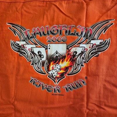 Dal-Con Laughlin River Run 2006 Men's 3XL Sleeveless Biker Orange Denim Shirt