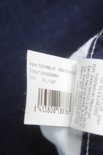 Pepe Jeans Tooting Regular Fit Vaqueros W30/L34 Pierna Recta Oscuro Botón - Imagen 9 de 10