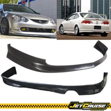 Fits 02-04 Acura RSX Coupe 2Dr Front & Rear Bumper Lip Spoiler Bodykit Black PU