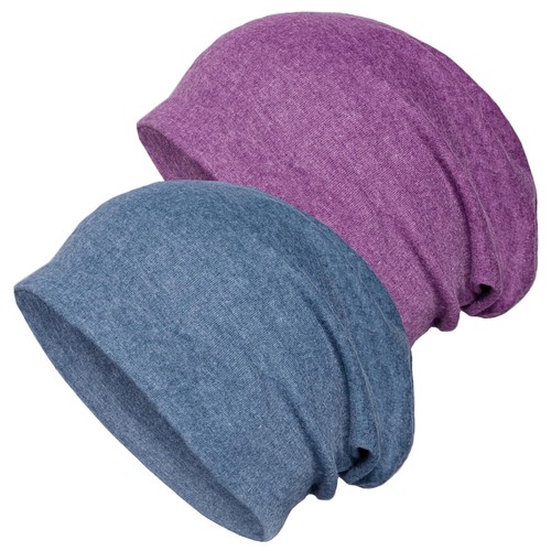 Lot De 2 Bonnets Souples En Coton - Rose/Violet, Taille Adulte Extensible - Neufs Avec étiquettes