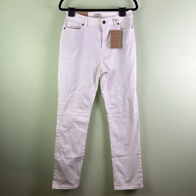 LL Bean Sz 10 Tall White Classic Fit True Shape Straight Leg Denim Jeans NWT