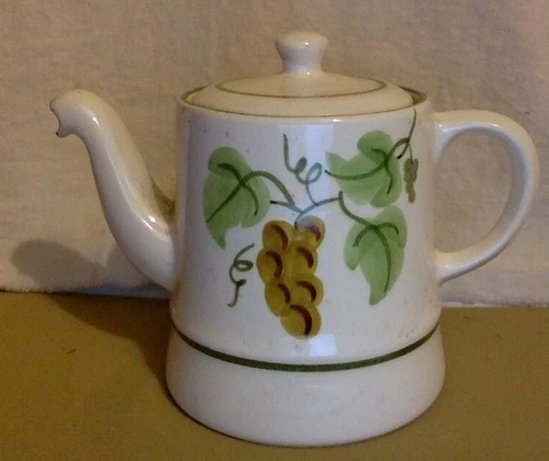 Vintage Stangl. Teapot. Golden Grape Pattern. Hand Painted.