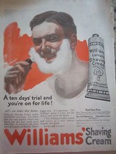 1920s Williams Shaving Cream Brush Eberhardt Color Art Vintage Ad