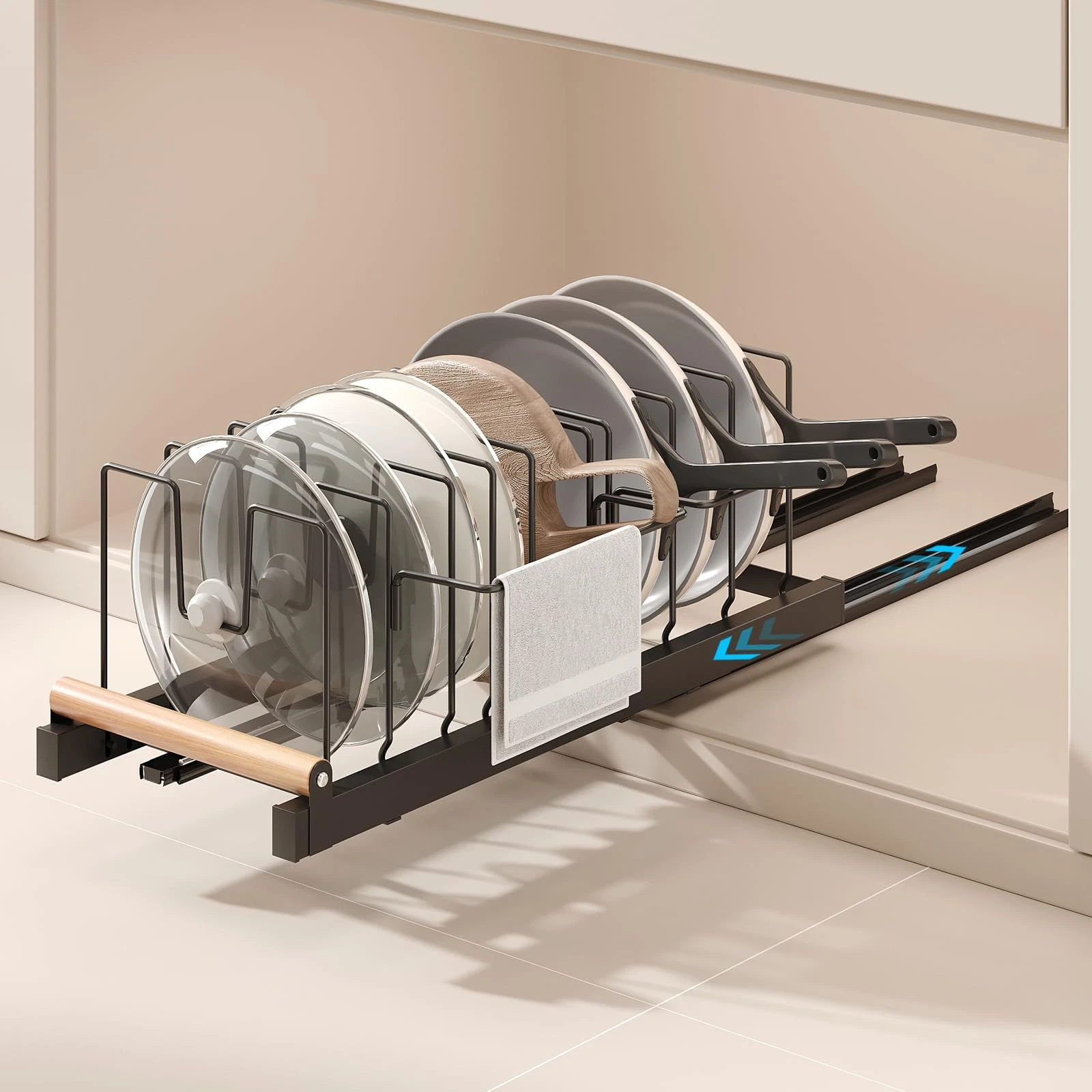 Magheo Pull Out Pots and Pans Organizer Under Cabinet, 22" Deep Expandable Po...
