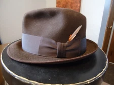Vtg Wormser Mens Bowler Fedora Hat Royal Luxury West Chester Brown Felt Banded S