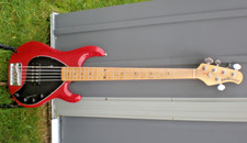 1998 Ernie Ball Musicman Stingray 5 Bass Guitar Red + Hiscox hard case