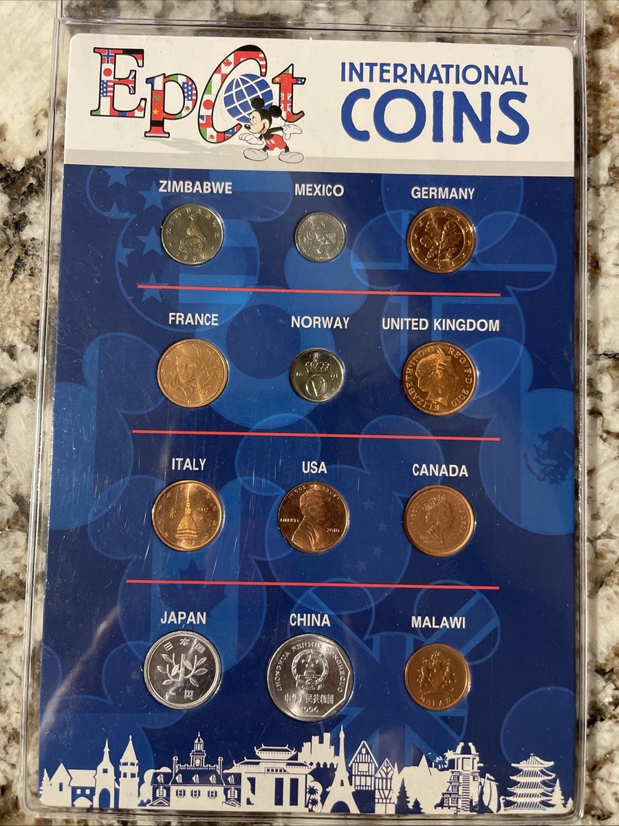 Walt Disney World Epcot International Coins -Set Of 12 Coins In