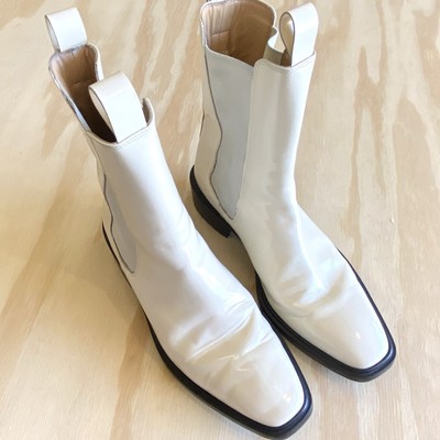 Aeyde Simone Chelsea Patent Leather Boots Size 37 EU 6 US