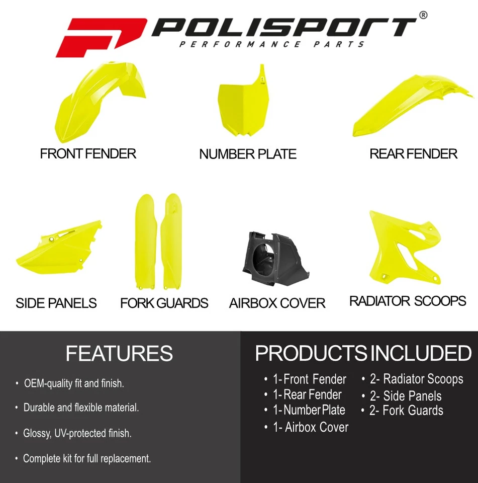 Kit de restyling de plástico Polisport MX para Yamaha YZ125/250 (02-15) amarillo/negro Foto 2 de 4