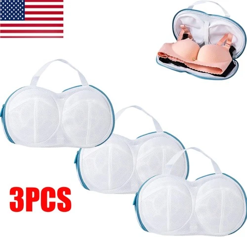 3 packs Bra Laundry Bag Mesh Washing Pouch with Zipper for Women’s Lingerie