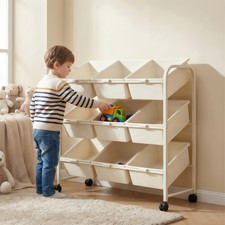 3 Tier 9 Boxes Large Childrens Toy Storage Shelf Kids Bookshelf Rack Organizer