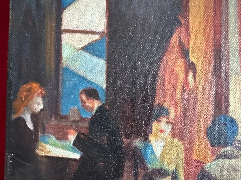 EDWARD HOPPER pintura a óleo sobre tela, vintage carimbada assinada - Imagem 3 de 4