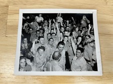 VTG WWII Era US Military Celebration Photo Print Black White Crowd Dance Scene