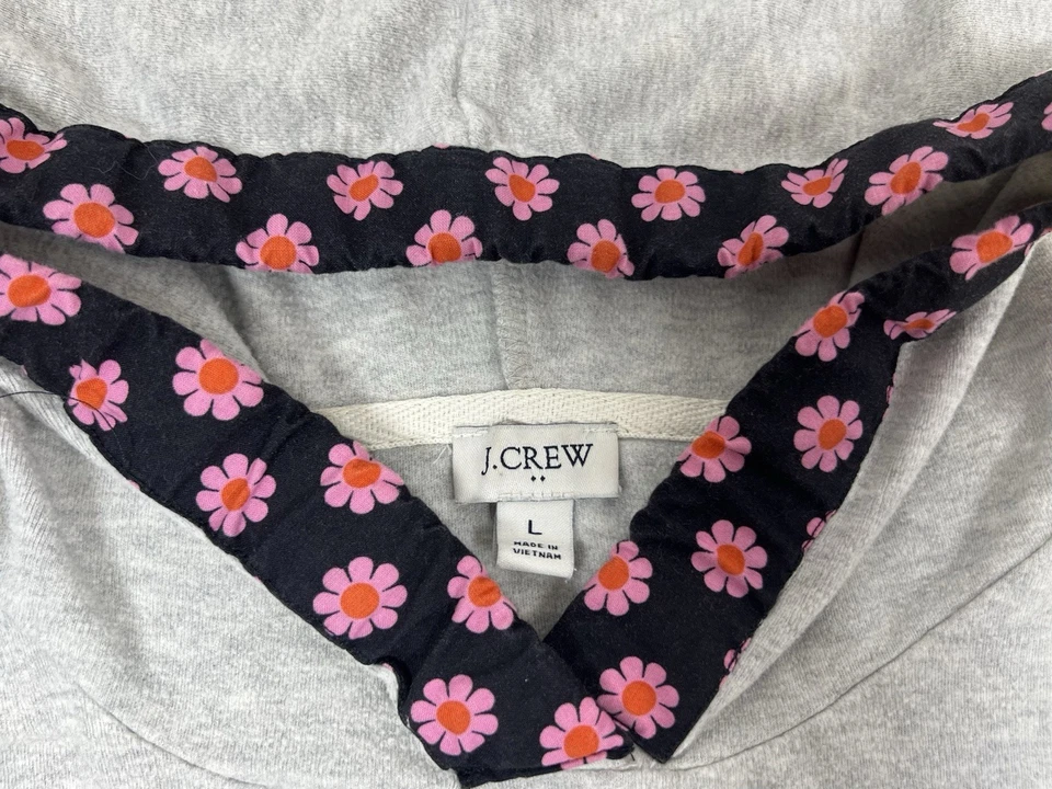 Sudadera con Capucha J.Crew X Floweray Gris Parche Floral Bolsillo Talla L Foto 3 de 4