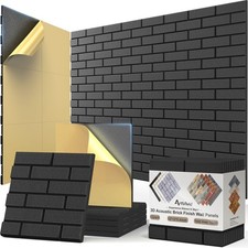 ArtVivid 12Pack Acoustic Panels, Brick Pattern Sound 12 Pack Brick, Black