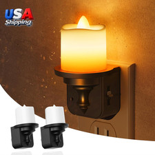 Candle Night Light, Amber Night Lights Plug into Wall, Flameless Ca