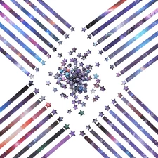 Gradient Side Star Paper Strips - 2160PCS, 4 Styles of Lucky Star Paper Strips,