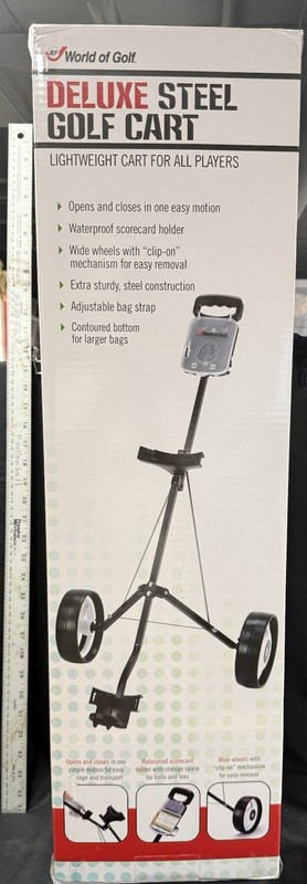 JEF World of Golf Deluxe Steel 2-Wheel Fold-able Golf Pull Cart, NEW Never Open