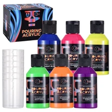Premixed Acrylic Pouring Paint Set, 3.8OZ/Bottle, High Flow Water-Based Pour ...