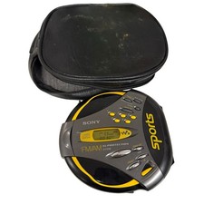 Vintage Sony Sport Discman Walkman D-FS18 Tested Works Black Yellow w/ Case
