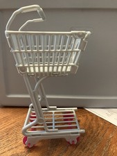 Barbie Doll Shopping Cart Grocery Store Buggy Gray Pink Wheels Mattel