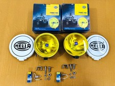 Pair Hella Comet 500 Driving Lamp Yellow Spot Light With Cover Universal Fit
