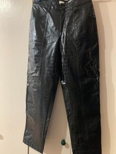 A New Day Woman's Faux Leather Black Pants Crocodile Embossed Textured NWT SZ 4
