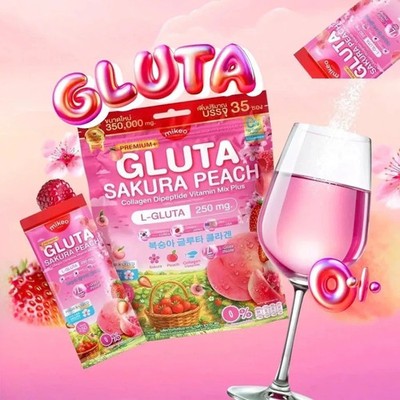 Mikeo Gluta Sakura Pfirsich Kollagen Dipeptid Vitamin Mix plus 35 Beutel Pulver