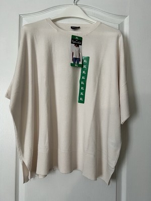 NWT Splendid Womens Short Sleeve White Crewneck Oversized Sweater XL