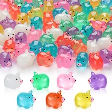 56PCS Luminous Mini Resin Pigs Cute Mini Figures Glow in The Dark, Tiny Pigs ...