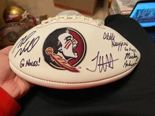 Mike Norvell Signed FSU RawlingsFootball W/ Other Coaches Mickey Andrews & Odell