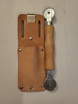 Window Door Screen Spline Roller Tool Wooden Handle + Leather Belt Holder Case
