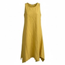 Cynthia Rowley Dress Size S/4-6 Linen Sleeveless Mustard Yellow Asymmetric Hem