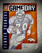 Terrell Davis Signed Gameday Program + Jamal Anderson + Mike Shanahan Signatures