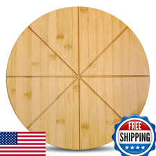 TUOCON 16" Double-Sided Bamboo Pizza Cutting & Serving Board Round