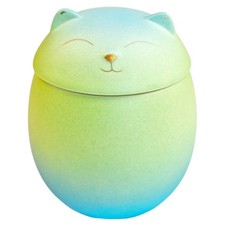 Smiley Cat Shaped Pet Urn For Small Dog And Cat Ashes Blue-Green Gradient, L 