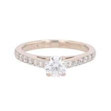 .53ctw Round Diamond Solitaire w/ Accents Engagement Ring 18k White Gold Size 4